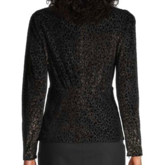 ELIE TAHARI Velvet Metallic Print Peplum Top Size (8) NWT - Picture 10 of 11